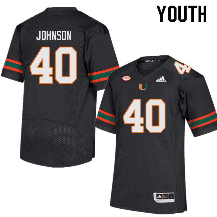 Youth #40 Caleb Johnson Miami Hurricanes College Football Jerseys Sale-Black